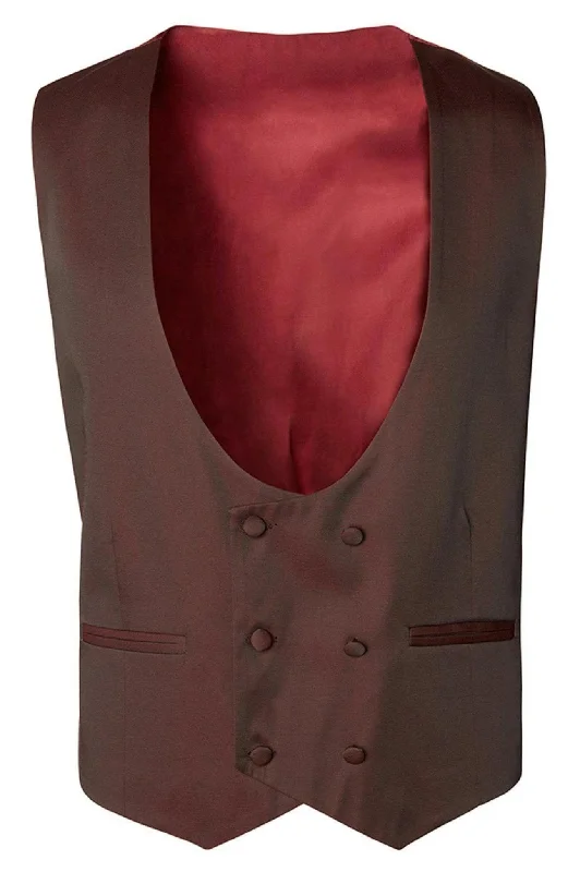 Men's Shirts with Hidden PocketsU Shaped Double Breasted Vest - Burgundy