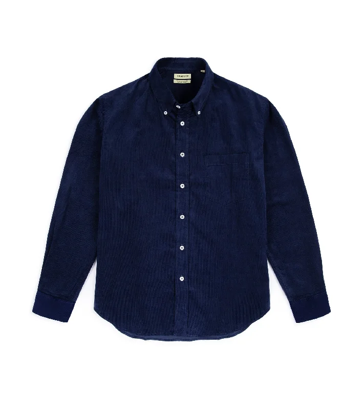 Durable Men's Work ShirtsDe Bonne Facture Needlecord Button Down Shirt: Navy