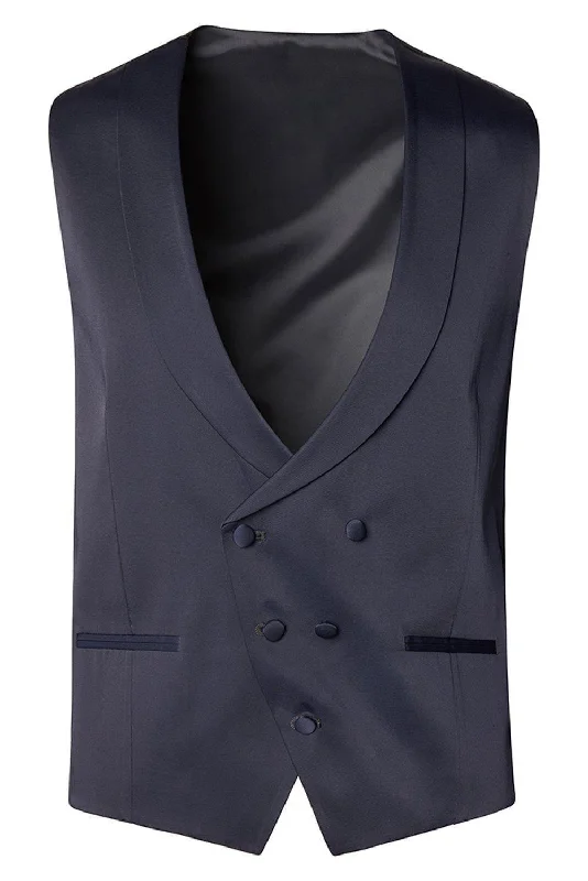 Elegant Men's Dress ShirtsDouble Breasted U-Shaped Vest - Navy