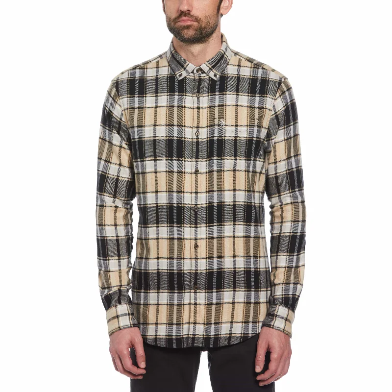 Men's Spread-Collar Shirts for a Bold StatementEcoVero™ Blend Plaid Flannel Shirt