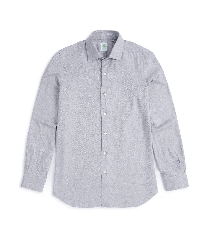 Men's Iron-Free Shirts for Wrinkle-Resistant WearFinamore Cotton Tencel Brushed Flannel Gaeta Luigi Shirt: Grey