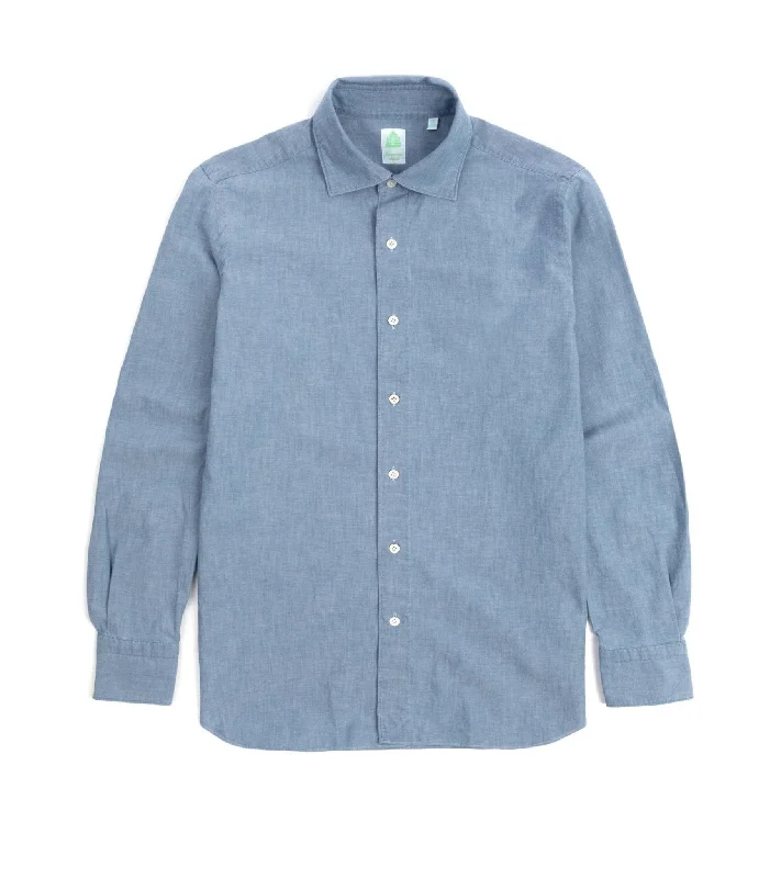 Men's Neutral-Tone Shirts for Versatile StylingFinamore Gaeta Classic Cotton Luigi Sport Shirt: Chambray