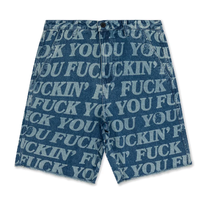 Men's Yoga Pants for FlexibilityFuckin Fuck Denim Shorts (Medium Wash)