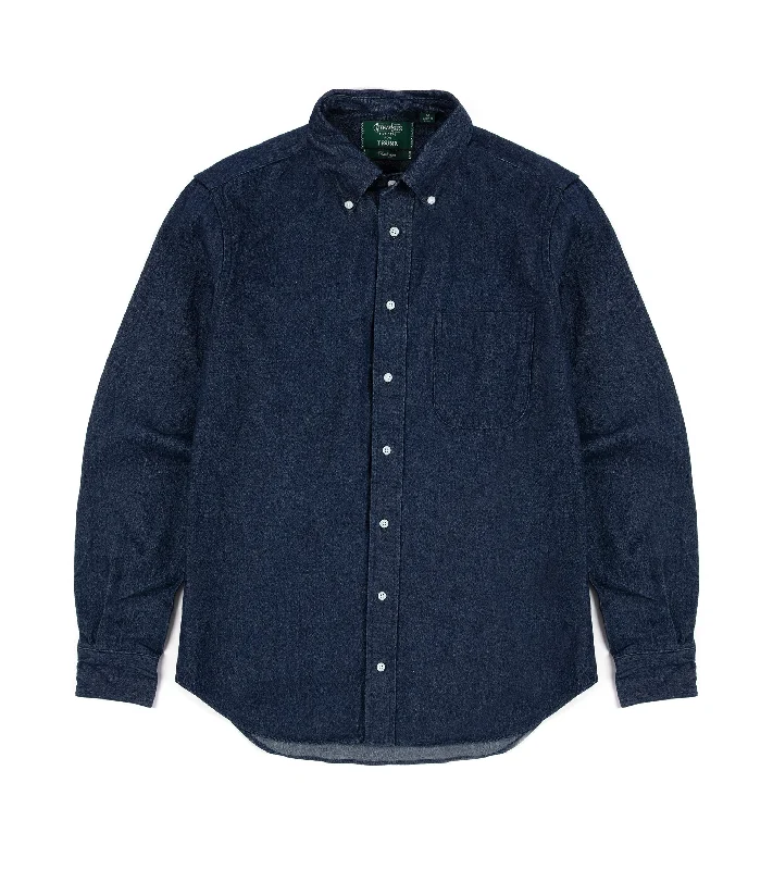 Men's Checkered Shirts for a Retro FeelGitman Vintage Cotton Denim Button Down Shirt: Dark Blue