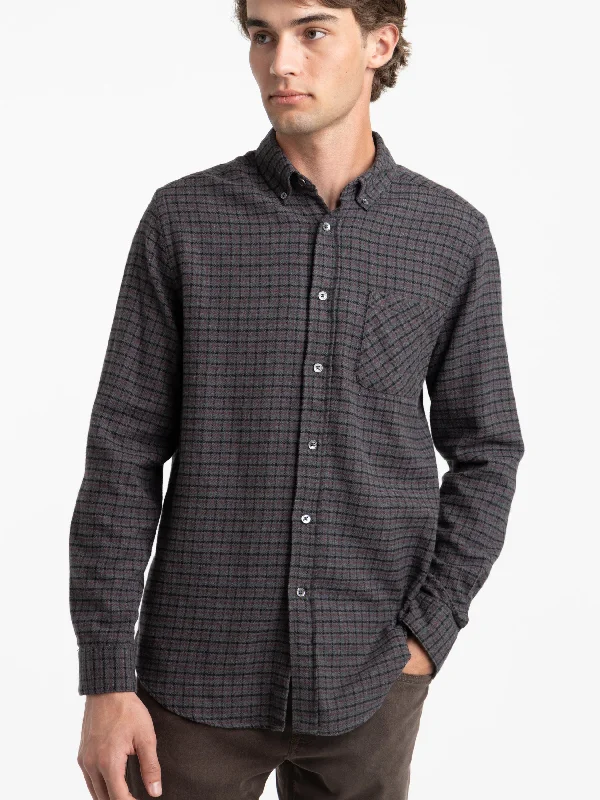 Men's Designer Shirts for a Statement PieceGrey/Red Plaid Porto Flannel Shirt