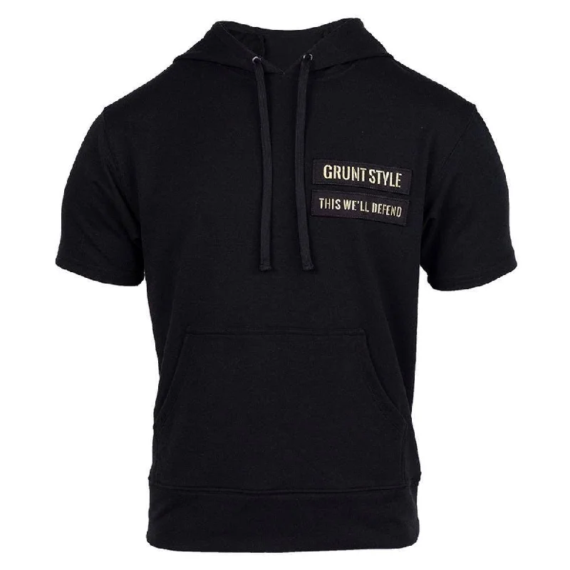 Men's Moisture-Wicking Shirts for All-Day ComfortMen's Name Tape Short Sleeve Hoodie - Black