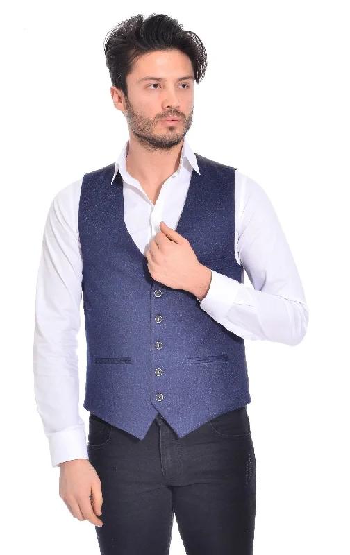 Men's Shirts for CampingSlim Fit Navy Vest