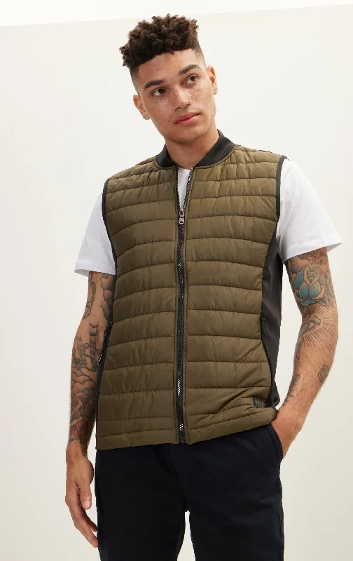 Men's Shirts with Tab CollarsLightweight Puffer Vest - Khaki