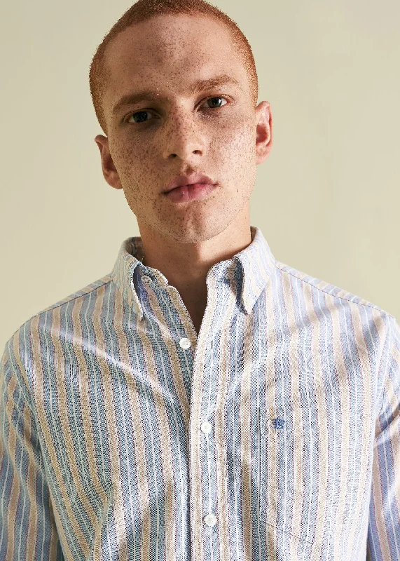 Men's Solid-Color Block Shirts for a Bold StatementBrighton Oxford Organic Shirt - Collegiate Stripe