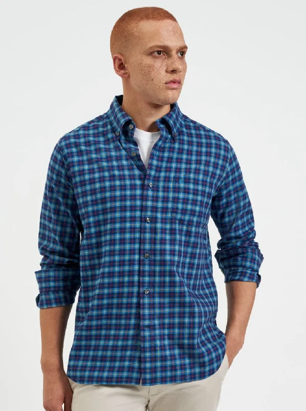 Men's Regular-Fit Shirts for a Classic FitHouse Tartan Twill Shirt - Navy