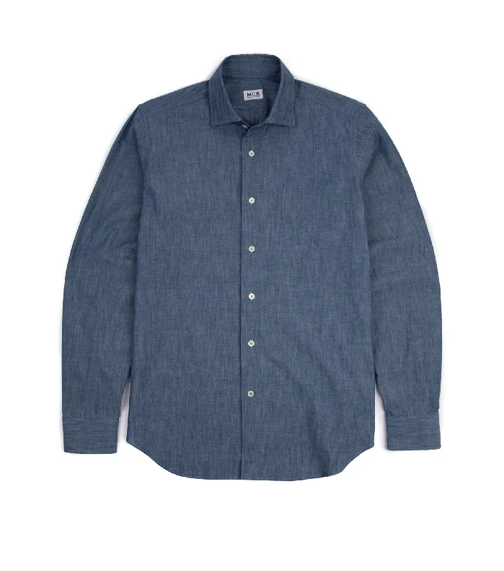 Casual Men's Button-Down ShirtsMCR Slim Japanese Chambray Shirt: Dark Blue