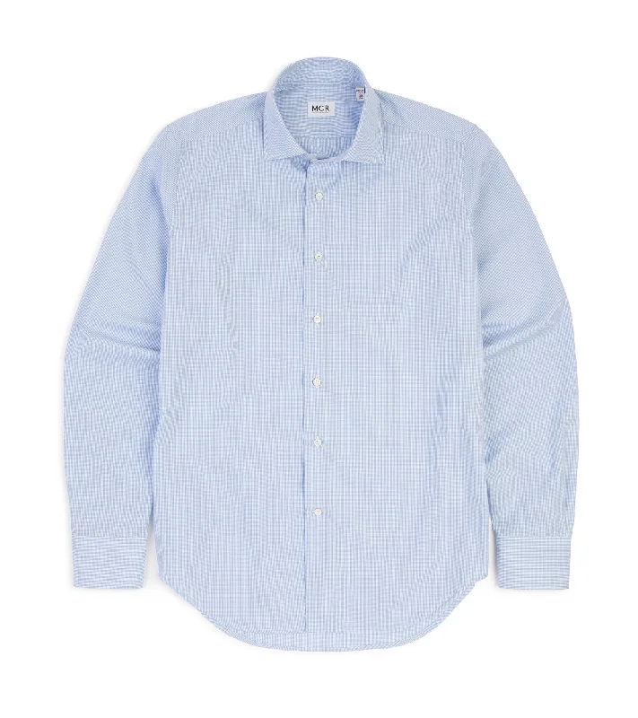 Classic Men's Dress ShirtsMCR Slim Poplin Mini Gingham Shirt: Light Blue