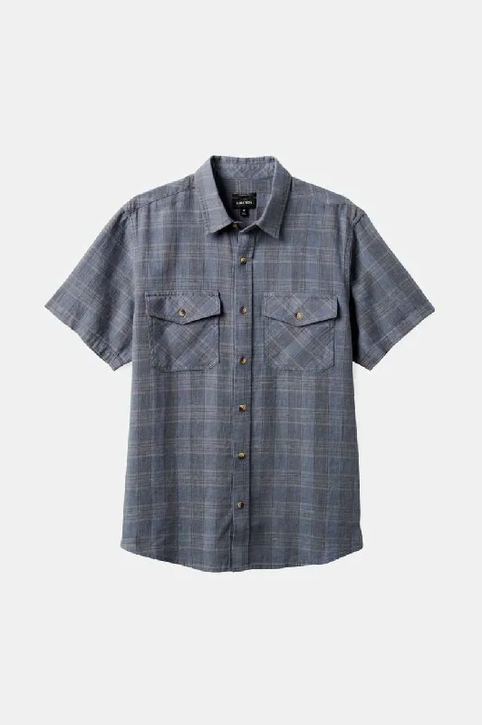 Men's Patterned Casual Shirts for Relaxed StylingMemphis Linen Blend S/S Woven Shirt - Flint Stone Blue/Cinder Grey