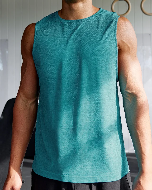 Men's Shirts with Hidden ButtonsAeroFLX+ Seamless Muscle Tank - Blue Bird Marl