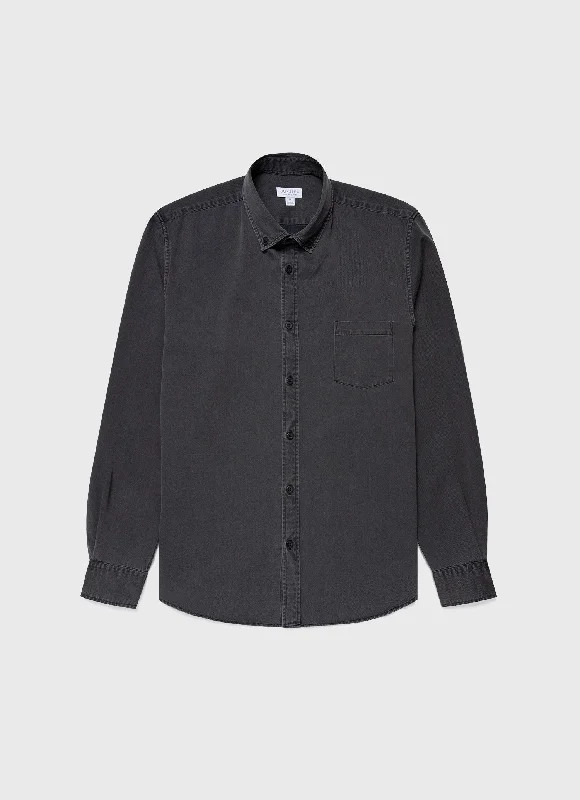 Men's Collared Shirts for Formal OccasionsMen's Button Down Denim Shirt in Black Denim Wash