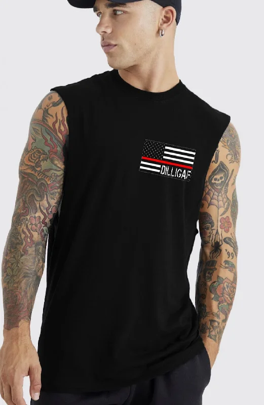 Men's Shirts for Beach OutingsSimple Red Line Muscle Shirt