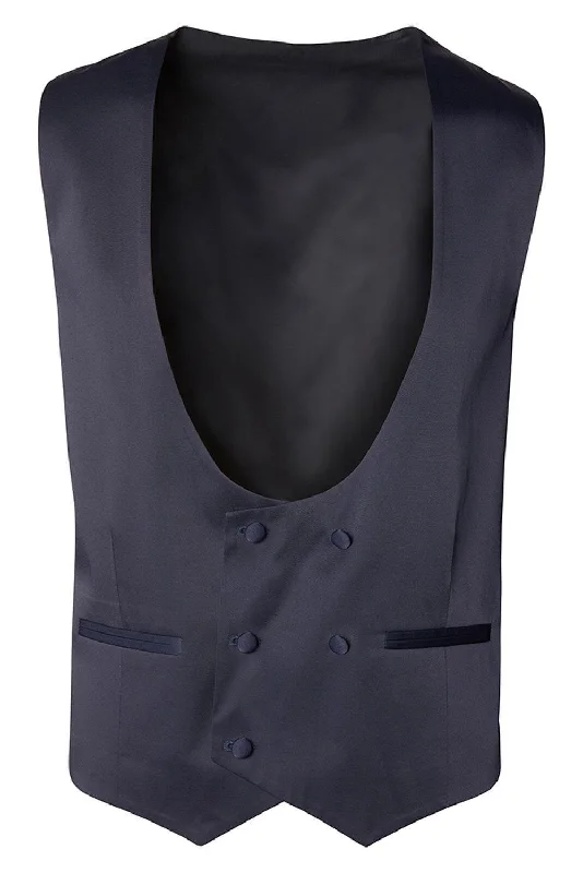 Men's Shirts with Belt AttachmentsU Shaped Double Breasted Vest - Navy