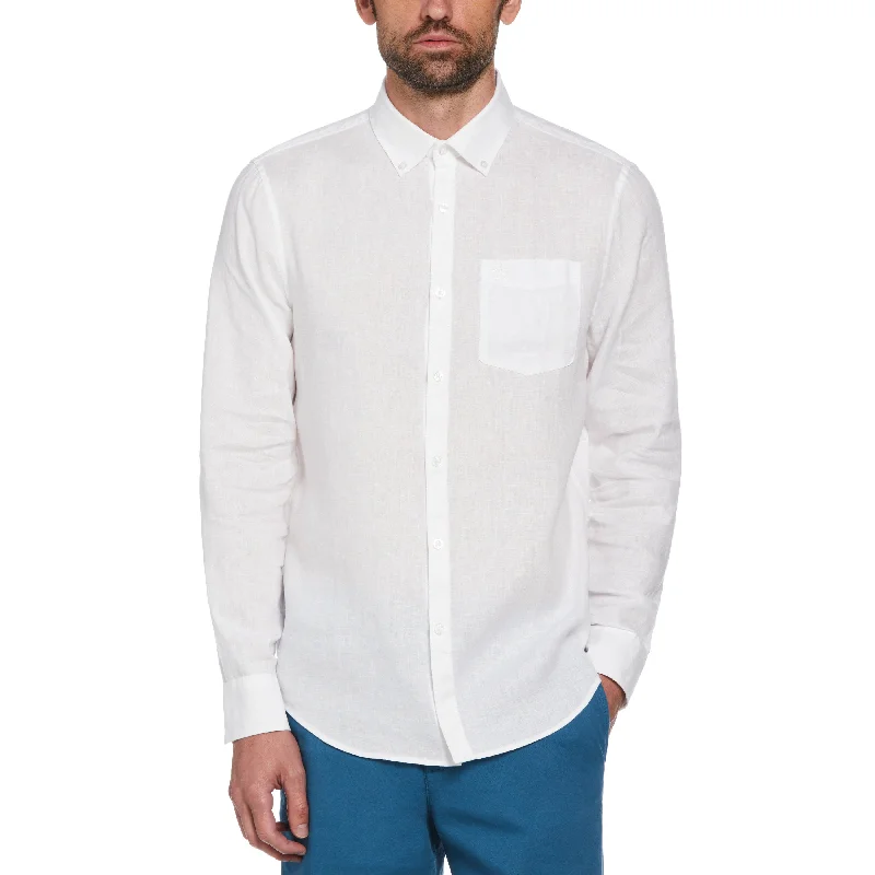 Men's Rugby Shirts for a Sporty LookWashed Linen Shirt - Bright White