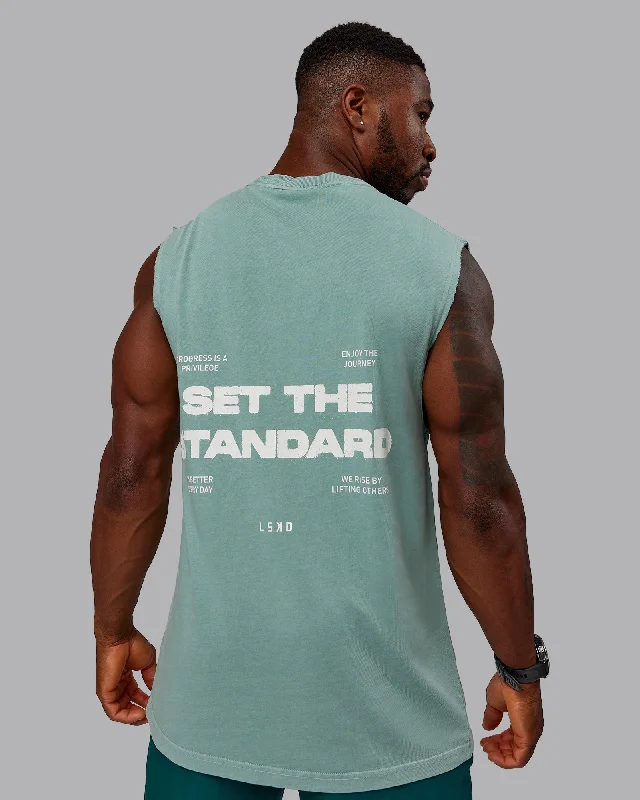 Men's Shirts with Snap ButtonsWashed Set The Standard Heavyweight Tank - Sage Brush-Off White