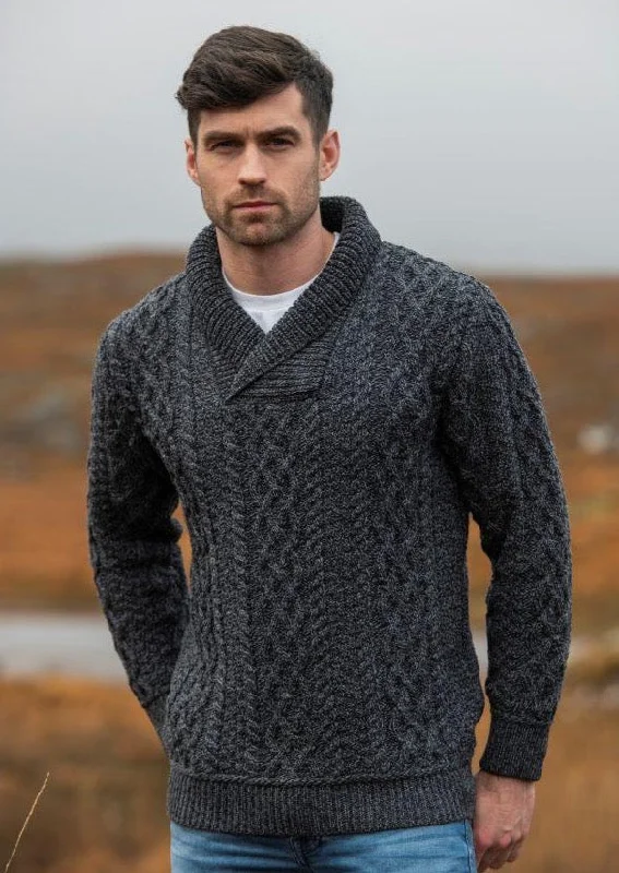 Men's Sweaters for AutumnAran Bunratty Shawl Collar Sweater | Charocal