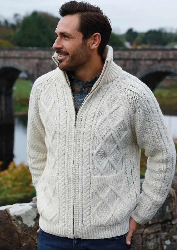 Men's Sweaters with Dropped ShouldersHandknit Men's Aran Cardigan | Natural