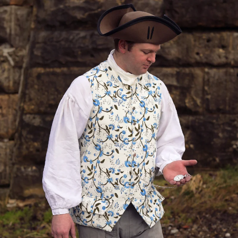 Men's Coats with PocketsBlock Printed 1770's Waistcoat