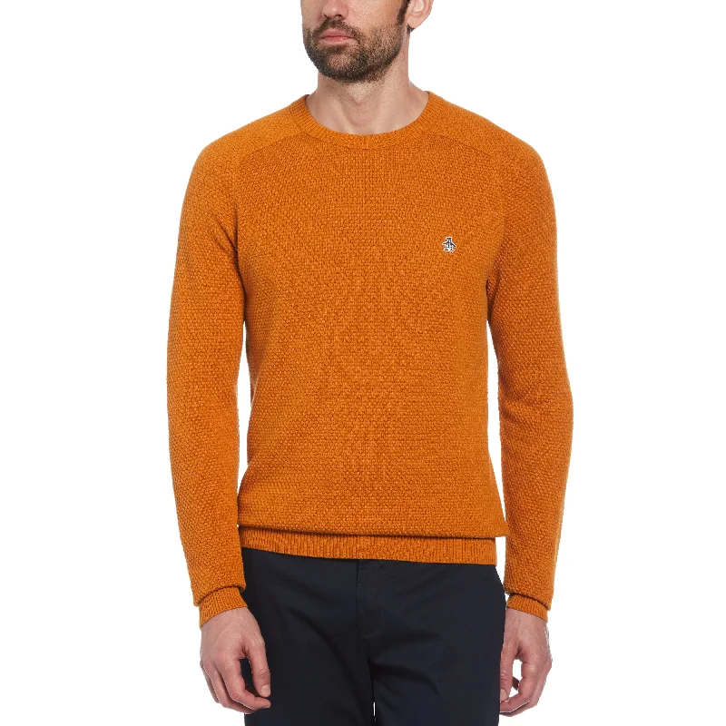 Men's Sweaters with Asymmetrical HemlinesBubble Stitch Sweater