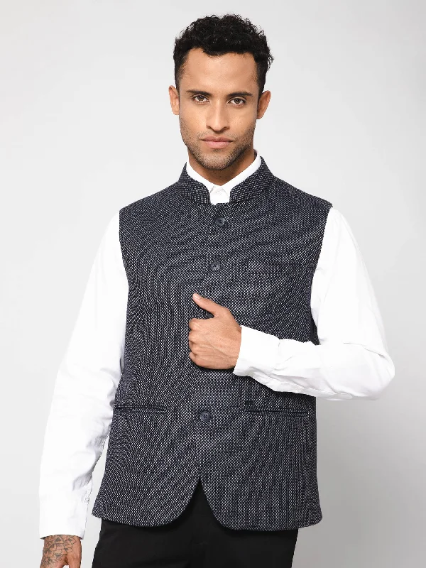 Men's Coats with Velcro ClosuresMen Navy Waist Coat