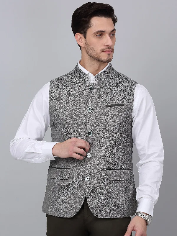 Men's Coats with Velcro ClosuresMen's Green Self Design Party Wear Waistcoat