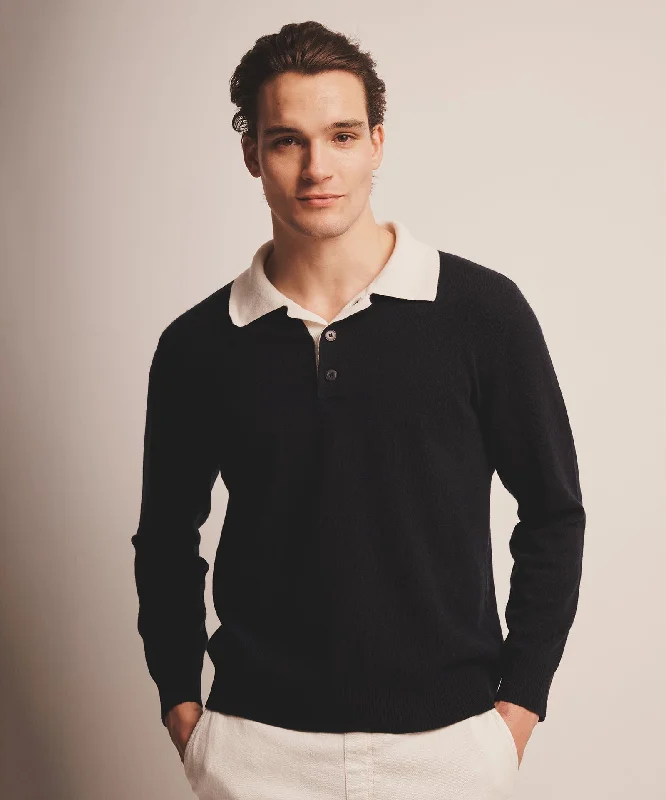 Men's Sweaters with Button-Up CollarsSignature Cashmere Rugby Polo