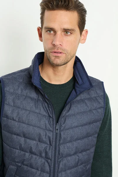 Men's Coats with Snap ButtonsM.J. Bale Castello Reversible Gilet/Vest - Navy Grey