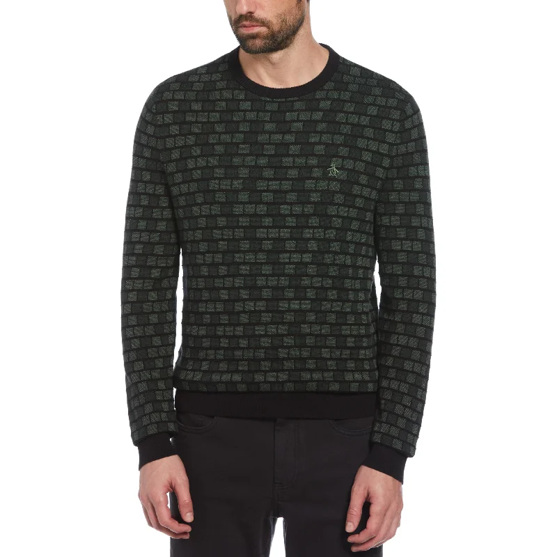 Men's Sweaters with Kangaroo PocketsJacquard Check Sweater