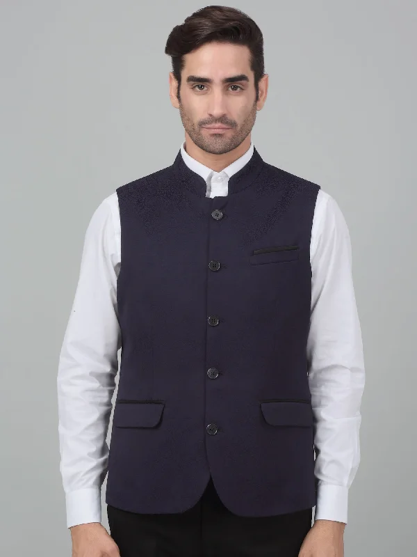 Men's Coats Made in the USAMen's Purple Self Design Party Wear Waistcoat