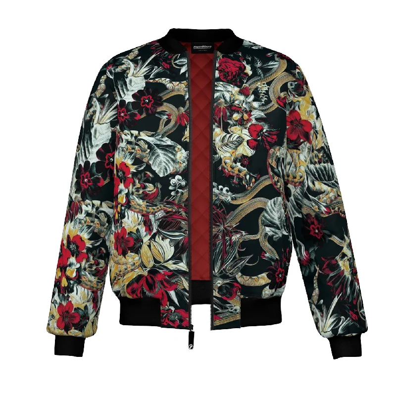 Men's Coats for BikingCrimson Bloom Bomber Jacket