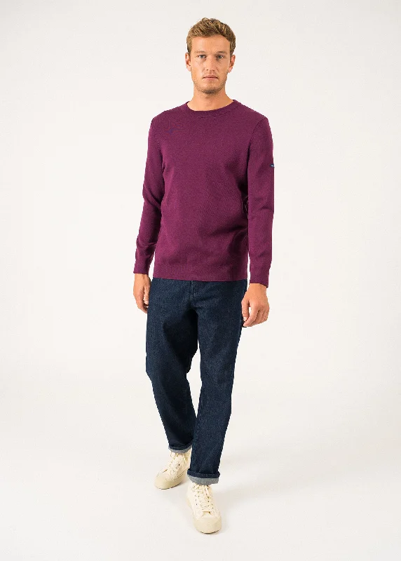 Men's Shirts with Moisture-Wicking FabricCruiser round neck jumper - in soft wool (PRUNE)