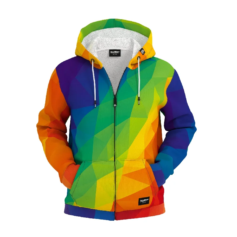 Men's Hoodies with Asymmetric ZippersCubes Rainbow Zip Up Hoodie