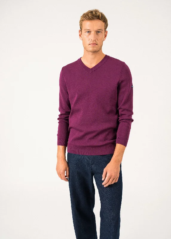 Men's Shirts with Patch PocketsCuirassé V neck jumper - in soft wool (PRUNE)