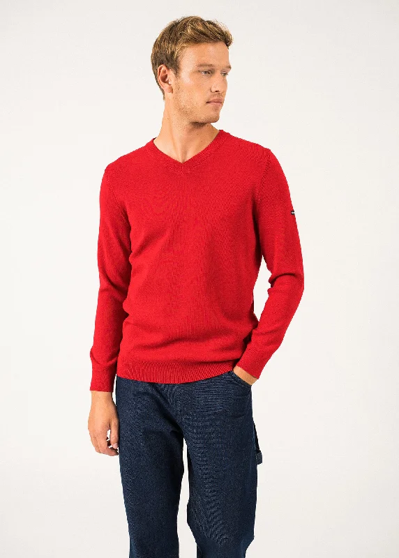 Layered Men's VestsCuirassé V neck jumper - in soft wool (ROUGE)