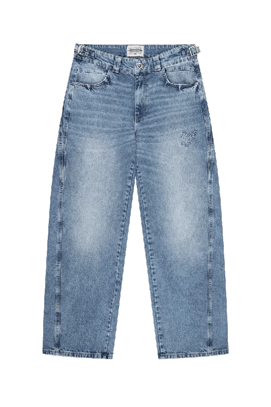 Light Blue Denim Men's JeansDISTINCTIVE BAGGY DENIM BLUE WASHED