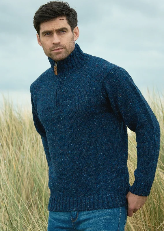 Men's Sweaters for Cold WeatherMen's Donegal Wool Half Zip Sweater | Blue