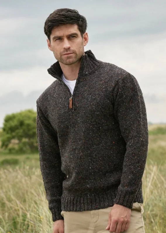 Men's Sweaters for Dressy EventsDonegal Wool Mens Half Zip Sweater | Graphite