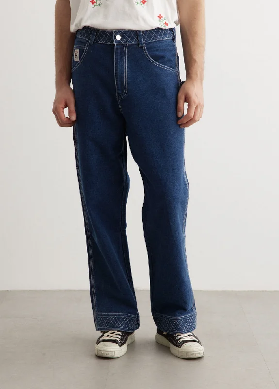 Fashionable Men's JeansEmbroidered Denim Knolly Brook Trousers