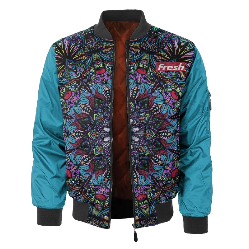 Men's Coats with Chest PocketsFresh Tribe Doodle Bomber Jacket