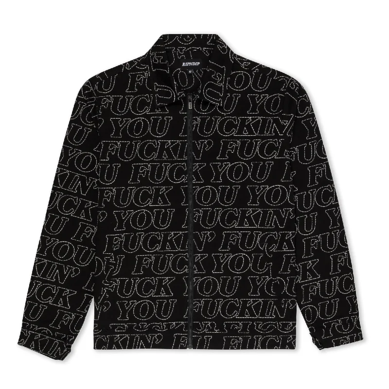 Men's Coats with Ripstop FabricFuckin Fuck Quilted Work Jacket (Black)