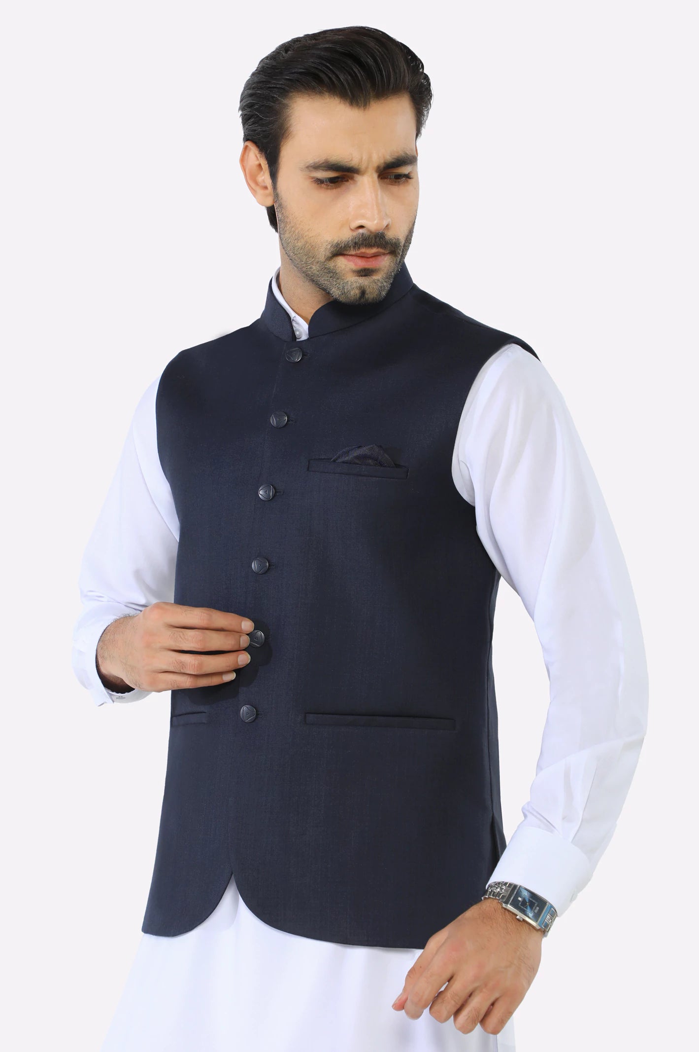 Men's Coats with Stretch FabricNavy Blue Waistcoat