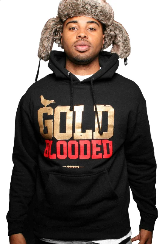 Men's Hoodies with High-Low HemlinesGold Blooded (Men's Black/Red Hoody)