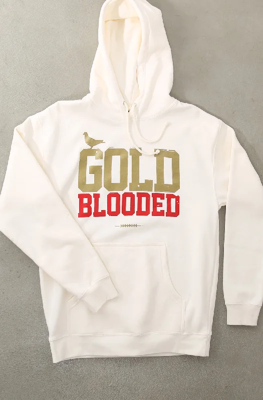 Men's Hoodies with Reinforced CuffsGold Blooded (Men's Bone/Red Hoody)