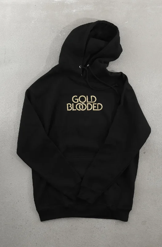 Modern Men's Tech HoodiesGold Blooded Serif (Men's Black Hoody)