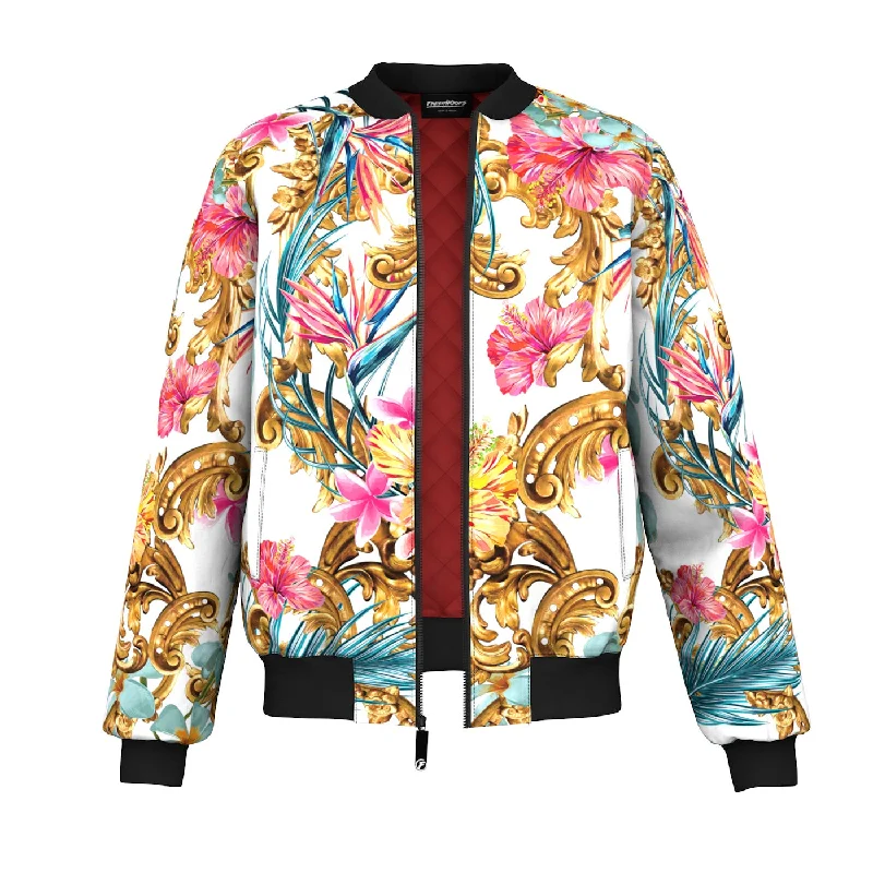 Men's Coats for Formal EventsHidden Hibiscus Bomber Jacket