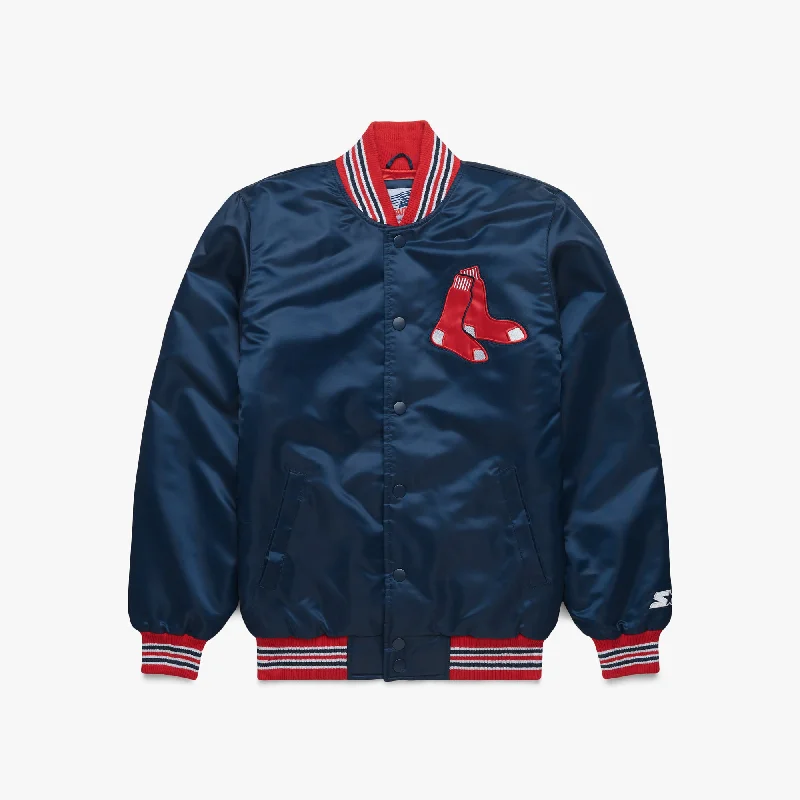 Men's Coats for SkiingHOMAGE X Starter Red Sox Satin Jacket